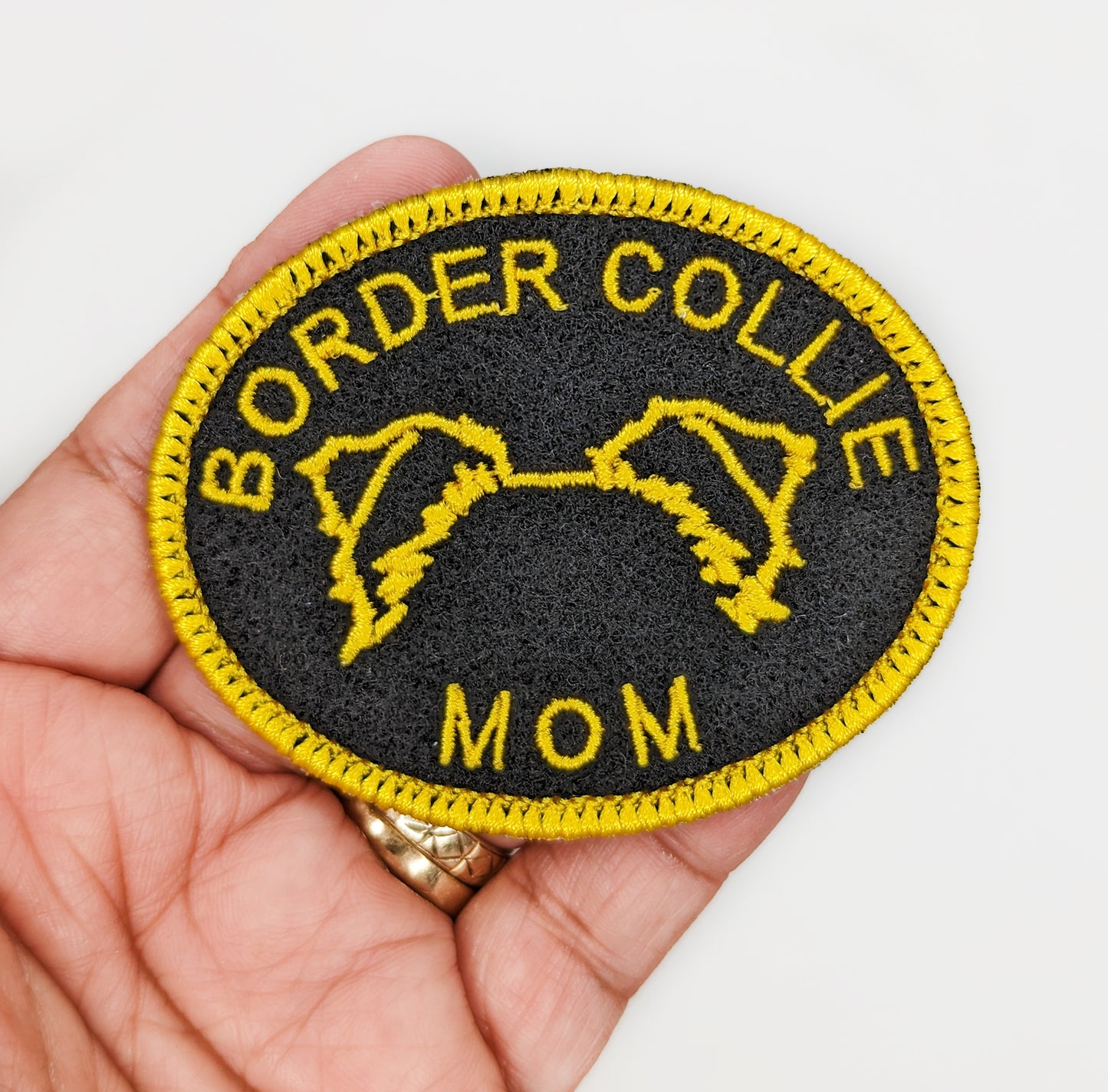 Border Collie Mom Patch - Custom Iron On Or Hook And Loop Backing