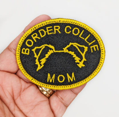 Border Collie Mom Patch - Custom Iron On Or Hook And Loop Backing