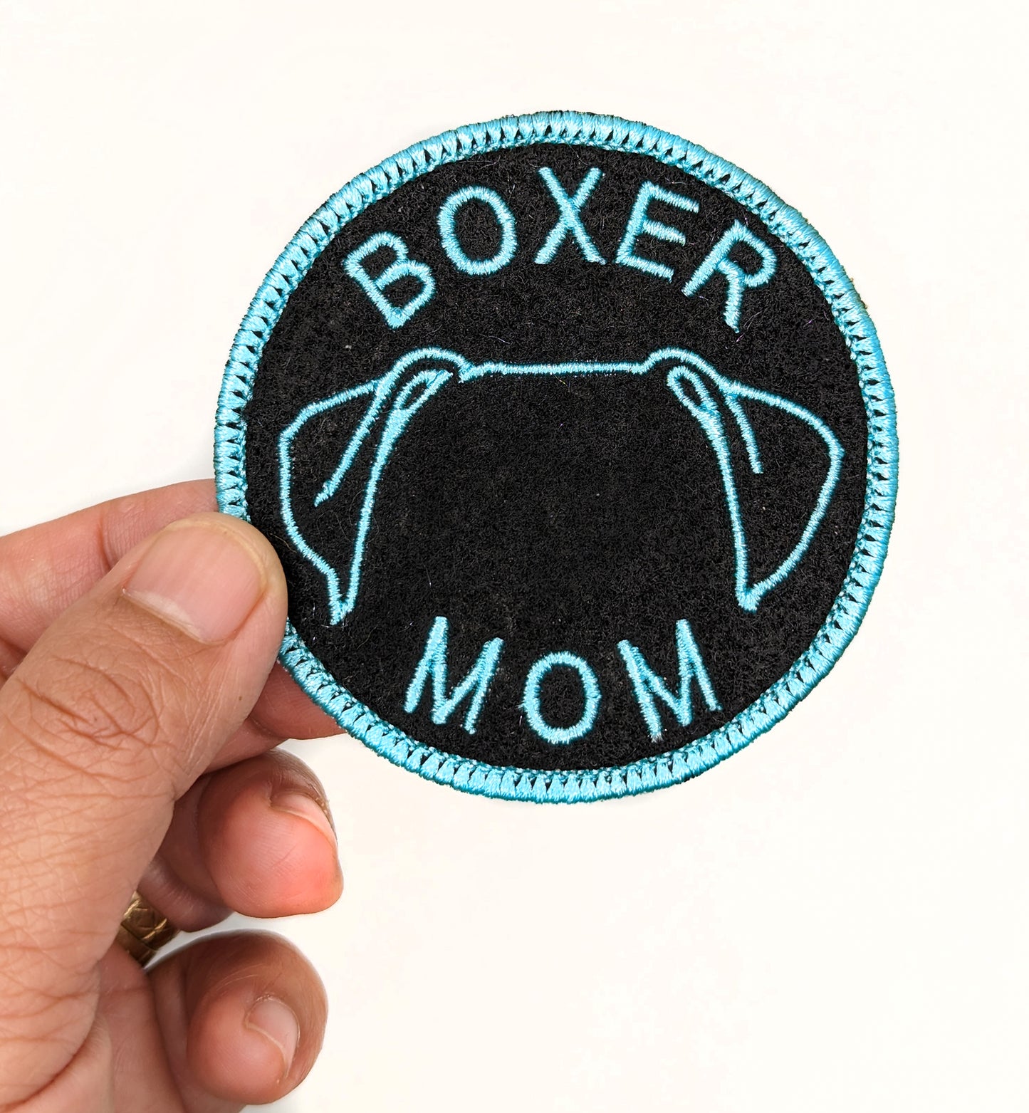 Boxer Mom Patch - Custom Iron On Or Hook And Loop Backing