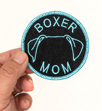 Boxer Mom Patch - Custom Iron On Or Hook And Loop Backing