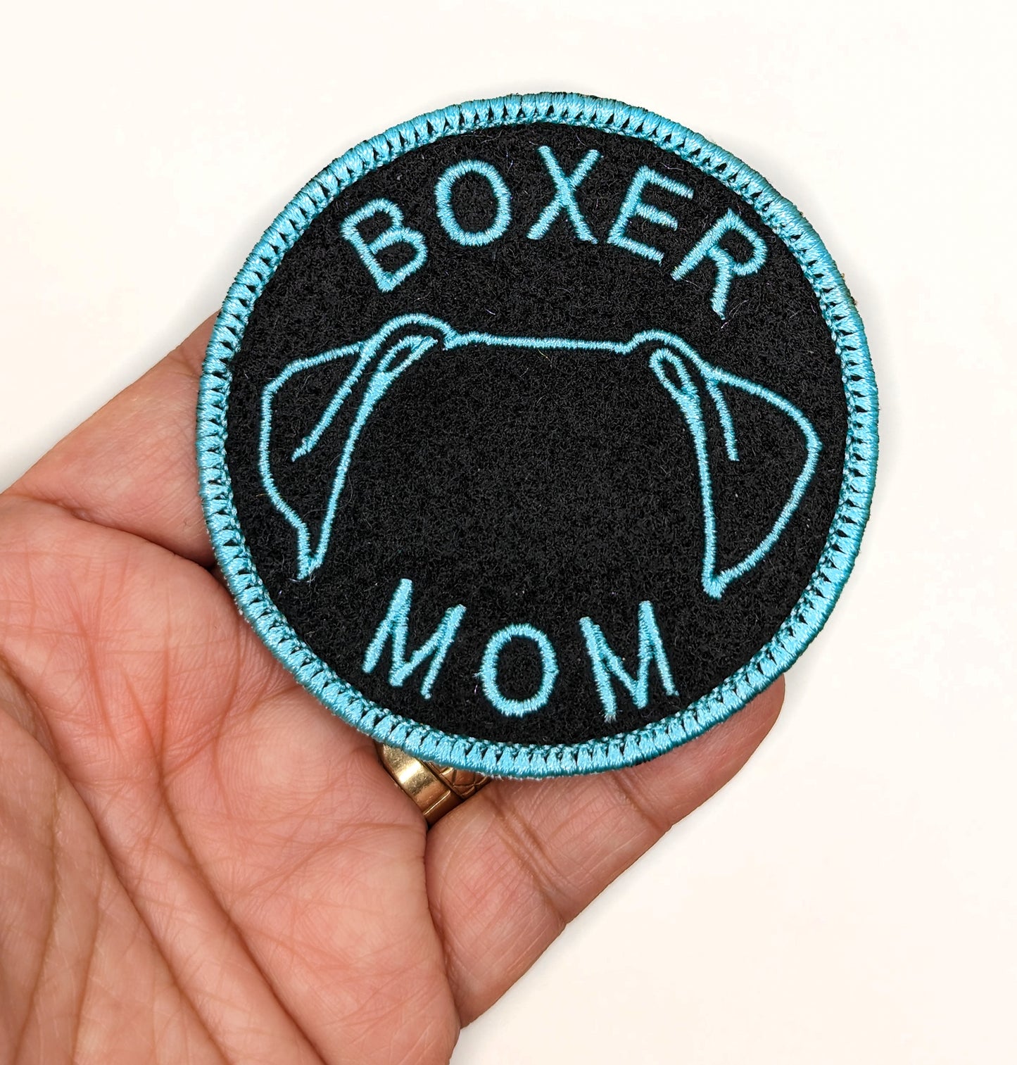 Boxer Mom Patch - Custom Iron On Or Hook And Loop Backing