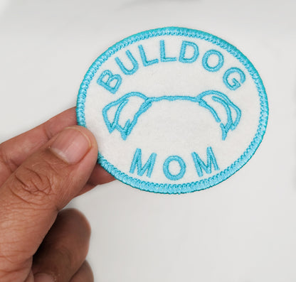 Bulldog Mom Patch - Custom Iron On Or Hook And Loop Backing