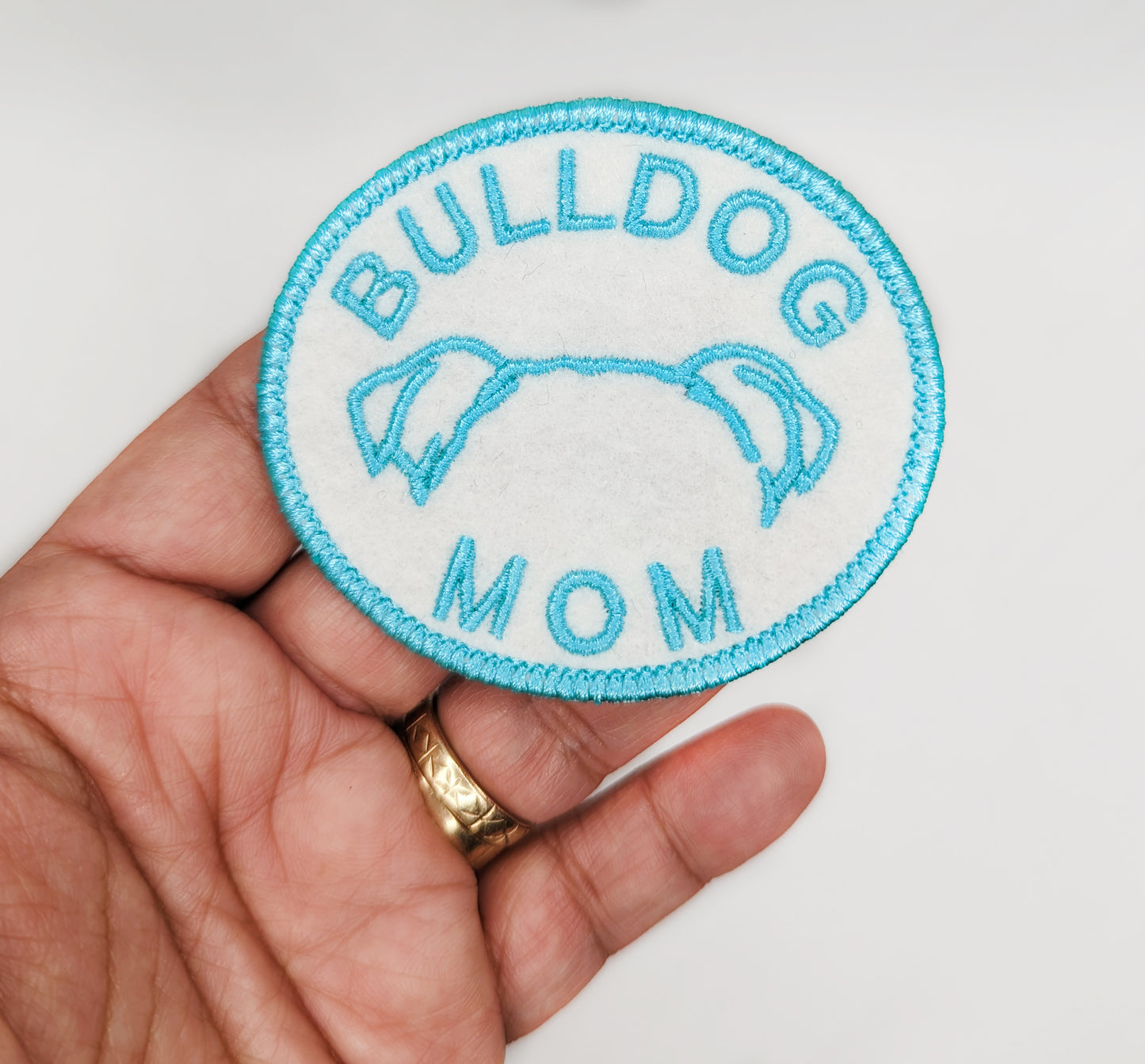 Bulldog Mom Patch - Custom Iron On Or Hook And Loop Backing