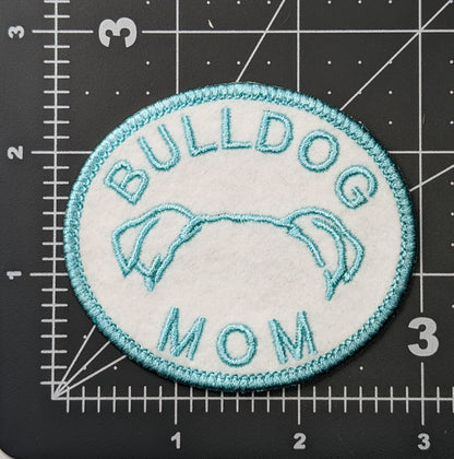 Bulldog Mom Patch - Custom Iron On Or Hook And Loop Backing