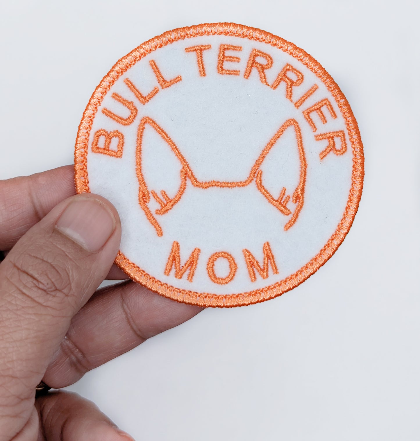 Bull Terrier Mom Patch - Custom Iron On Or Hook And Loop Backing