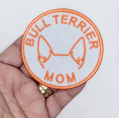 Bull Terrier Mom Patch - Custom Iron On Or Hook And Loop Backing