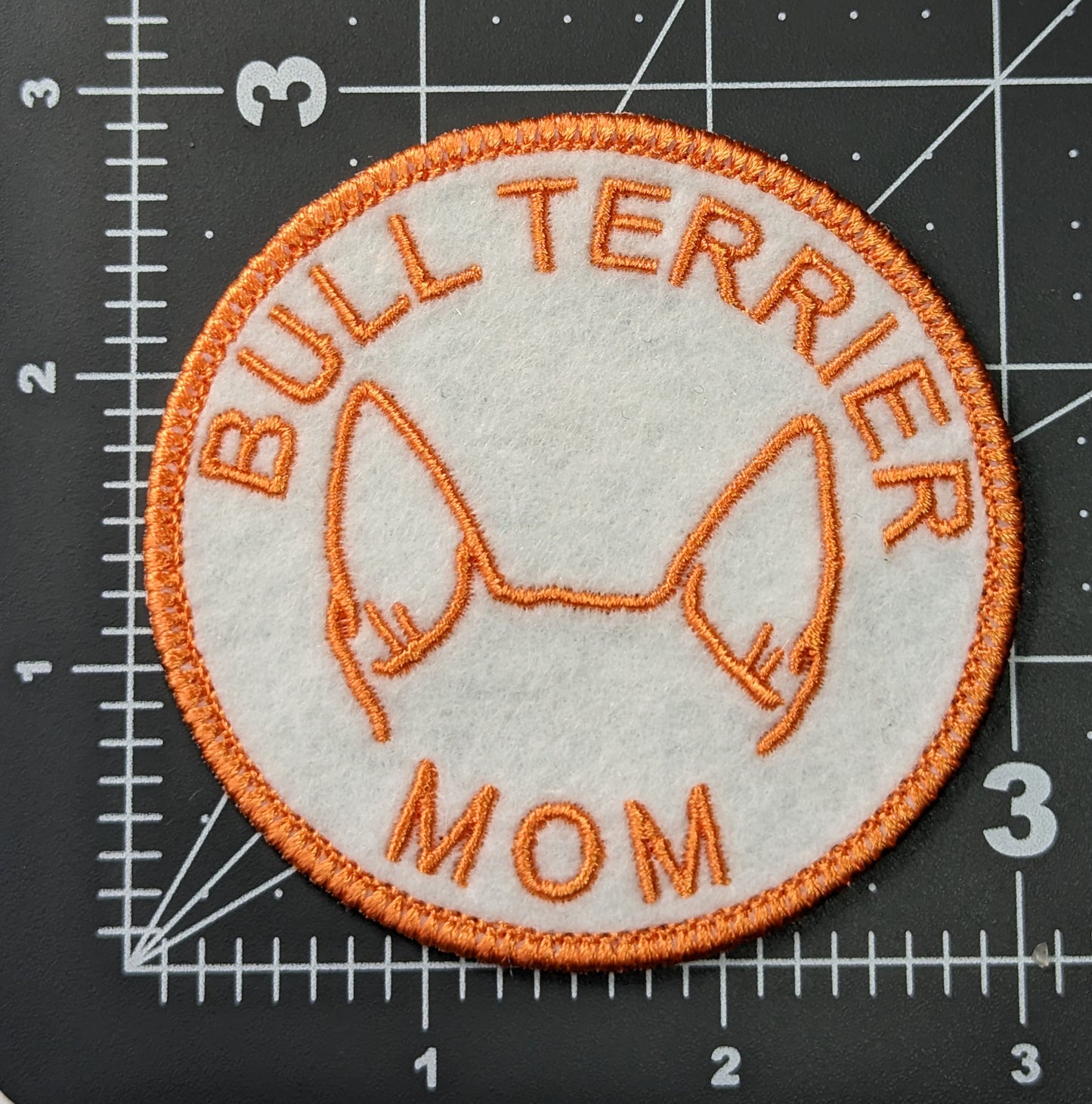 Bull Terrier Mom Patch - Custom Iron On Or Hook And Loop Backing