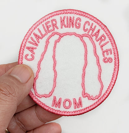 Cavalier Mom Patch - Custom Iron On Or Hook And Loop Backing