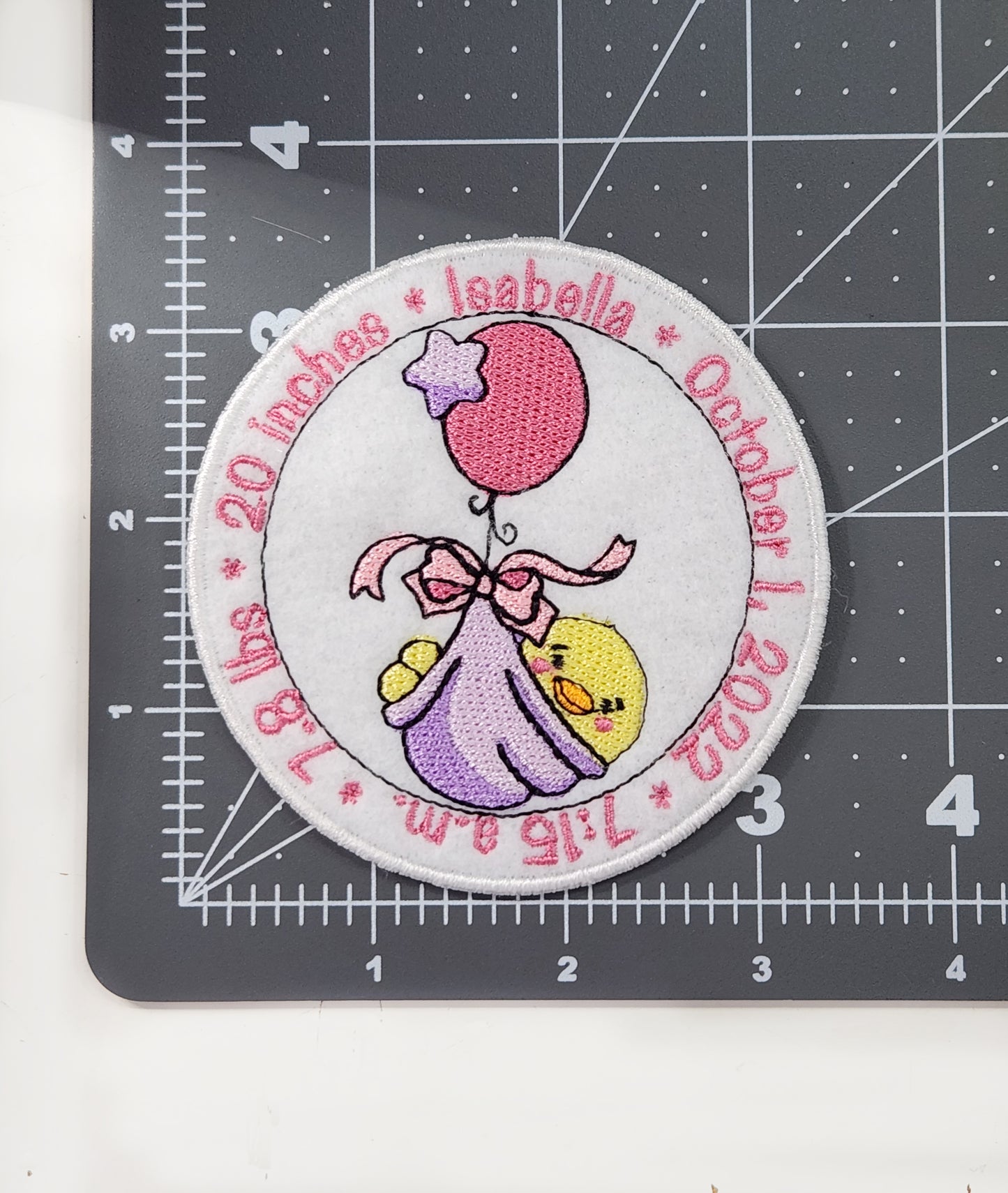 Cute Baby Chick Birth Announcement Patch - Personalized Iron On Or Hook And Loop Backing