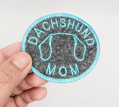 Dachshund Mom Patch Or Wiener Dog Patch - Custom Iron On Or Hook And Loop Backing