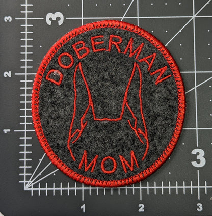 Doberman Mom Patch - Custom Iron On Or Hook And Loop Backing