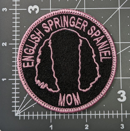 English Springer Spaniel Mom Patch - Custom Iron On Or Hook And Loop Backing