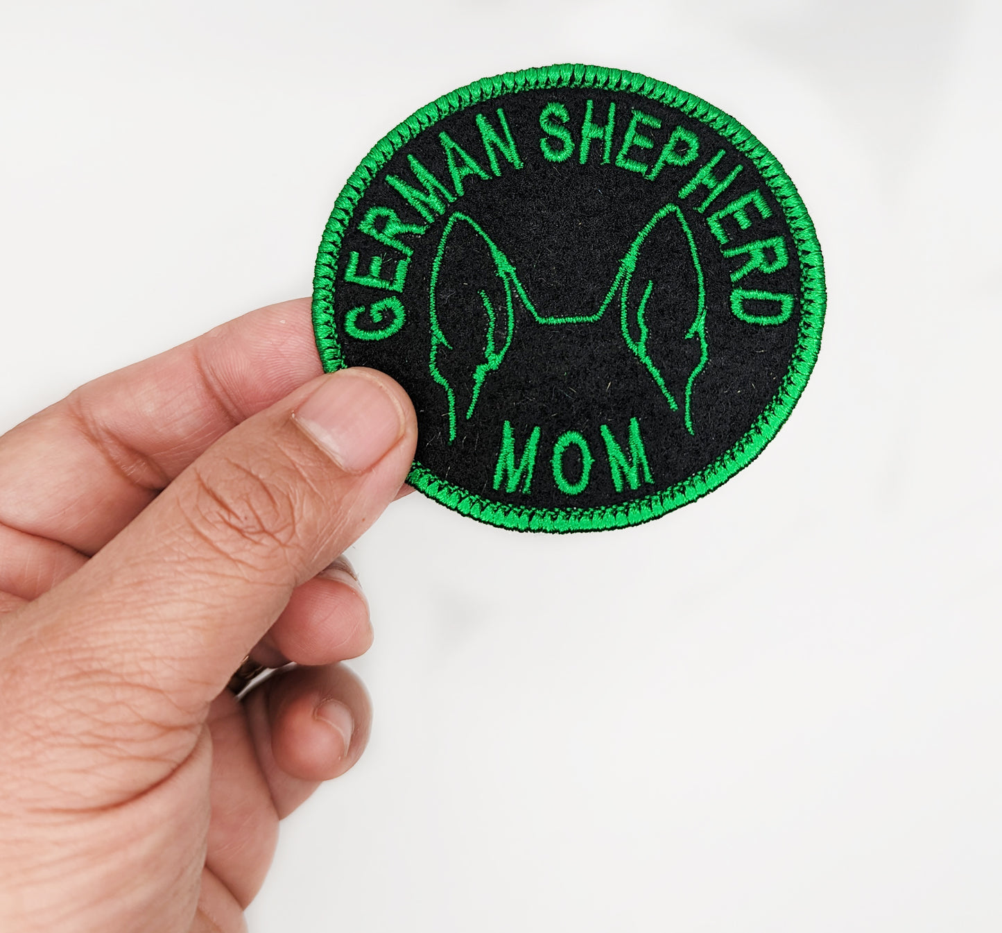 German Shepherd Mom Patch - Custom Iron On Or Hook And Loop Backing