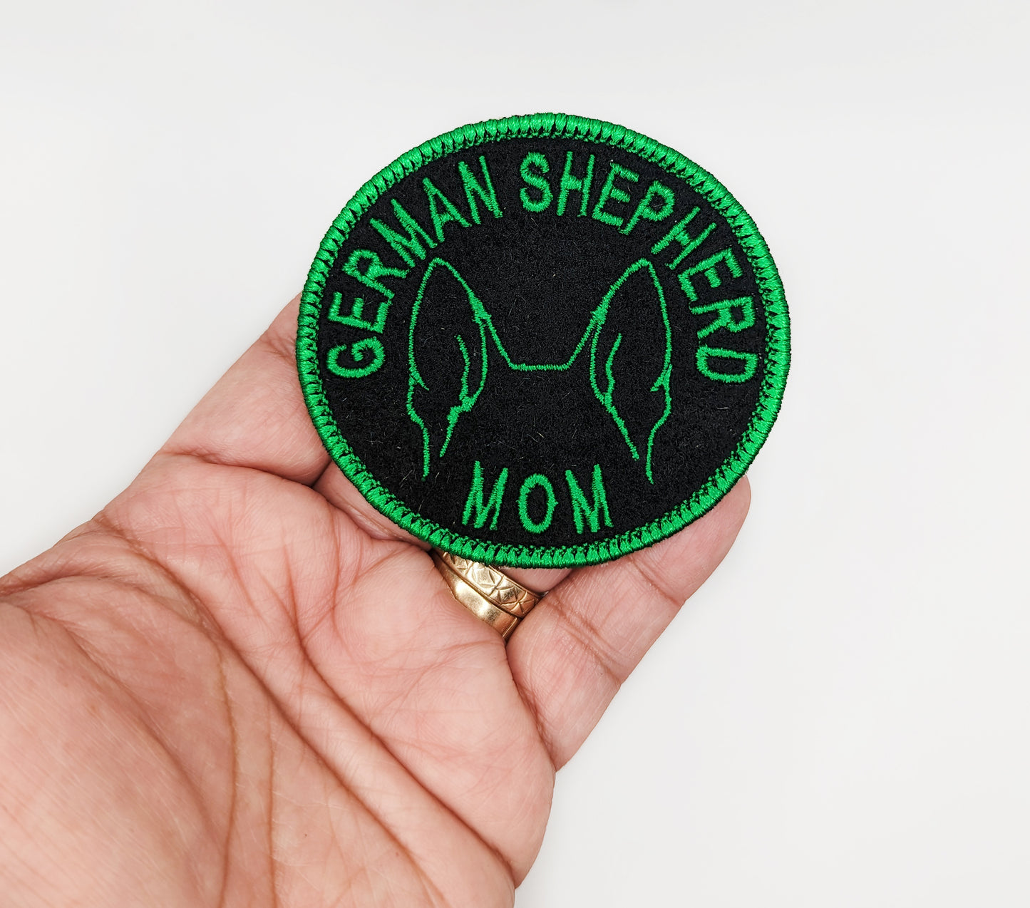 German Shepherd Mom Patch - Custom Iron On Or Hook And Loop Backing