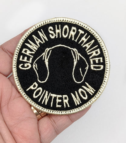 German Shorthaired Pointer Mom Patch - Custom Iron On Or Hook And Loop Backing