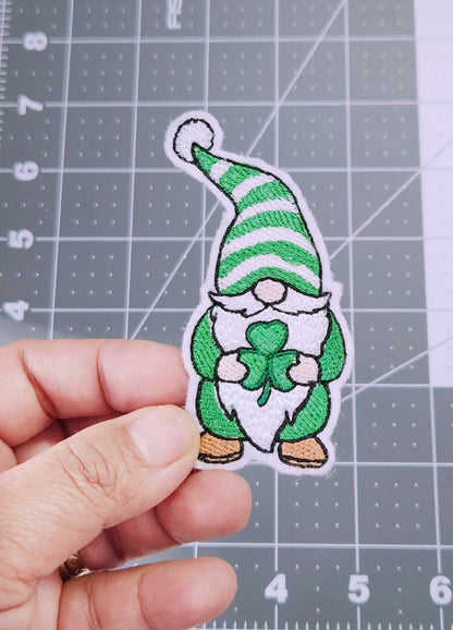 St. Patrick's Gnome Patch - Embroidered Iron On Patch For Jackets, Shirts, Caps And More