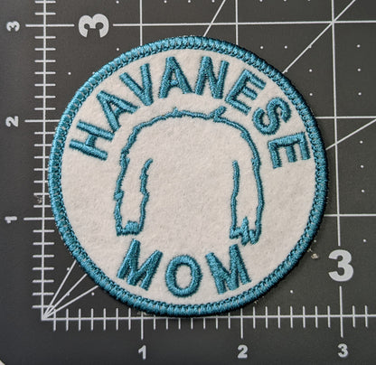 Havanese Mom Patch - Custom Iron On Or Hook And Loop Backing