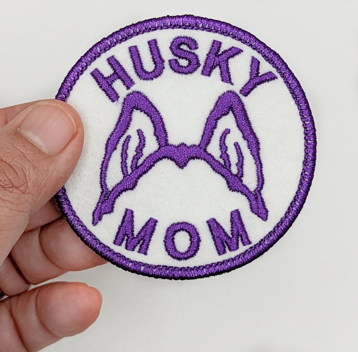 Husky Mom Patch - Custom Iron On Or Hook And Loop Backing