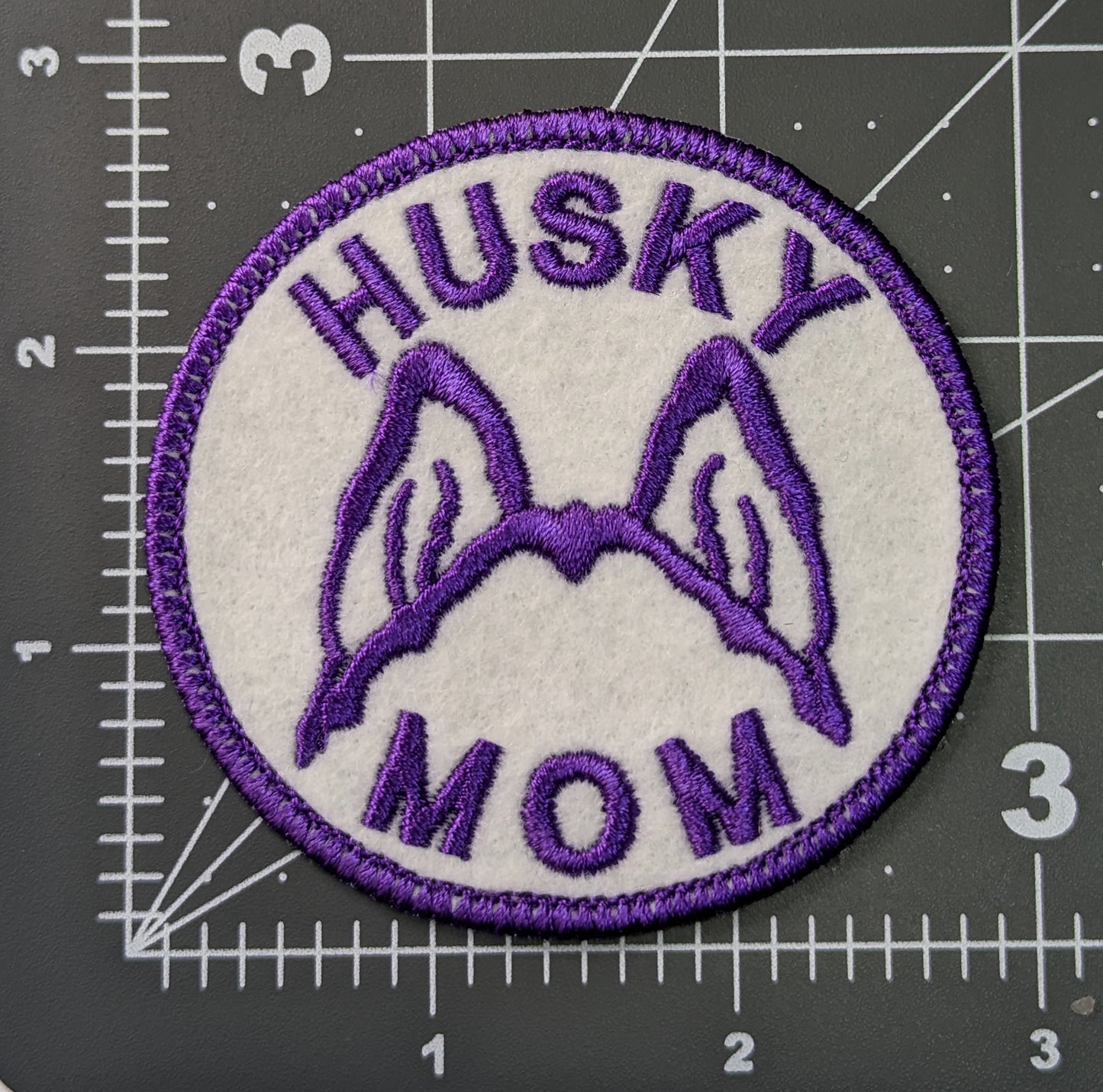 Husky Mom Patch - Custom Iron On Or Hook And Loop Backing