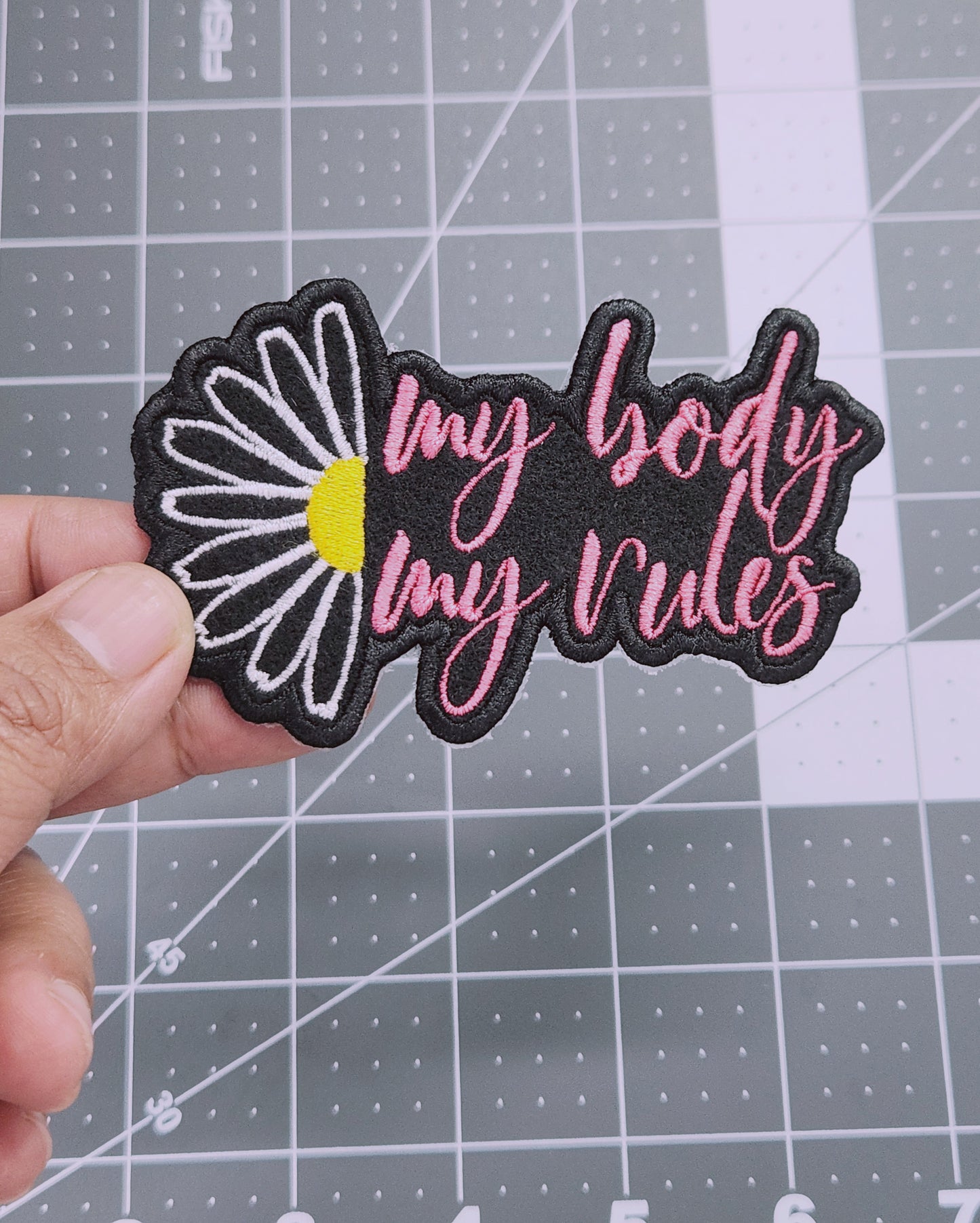 My Body My Rules Patch - Embroidered Iron On Feminist Patch