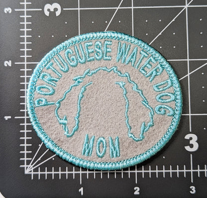 Portuguese Water Dog Mom Patch - Custom Iron On Or Hook And Loop Backing