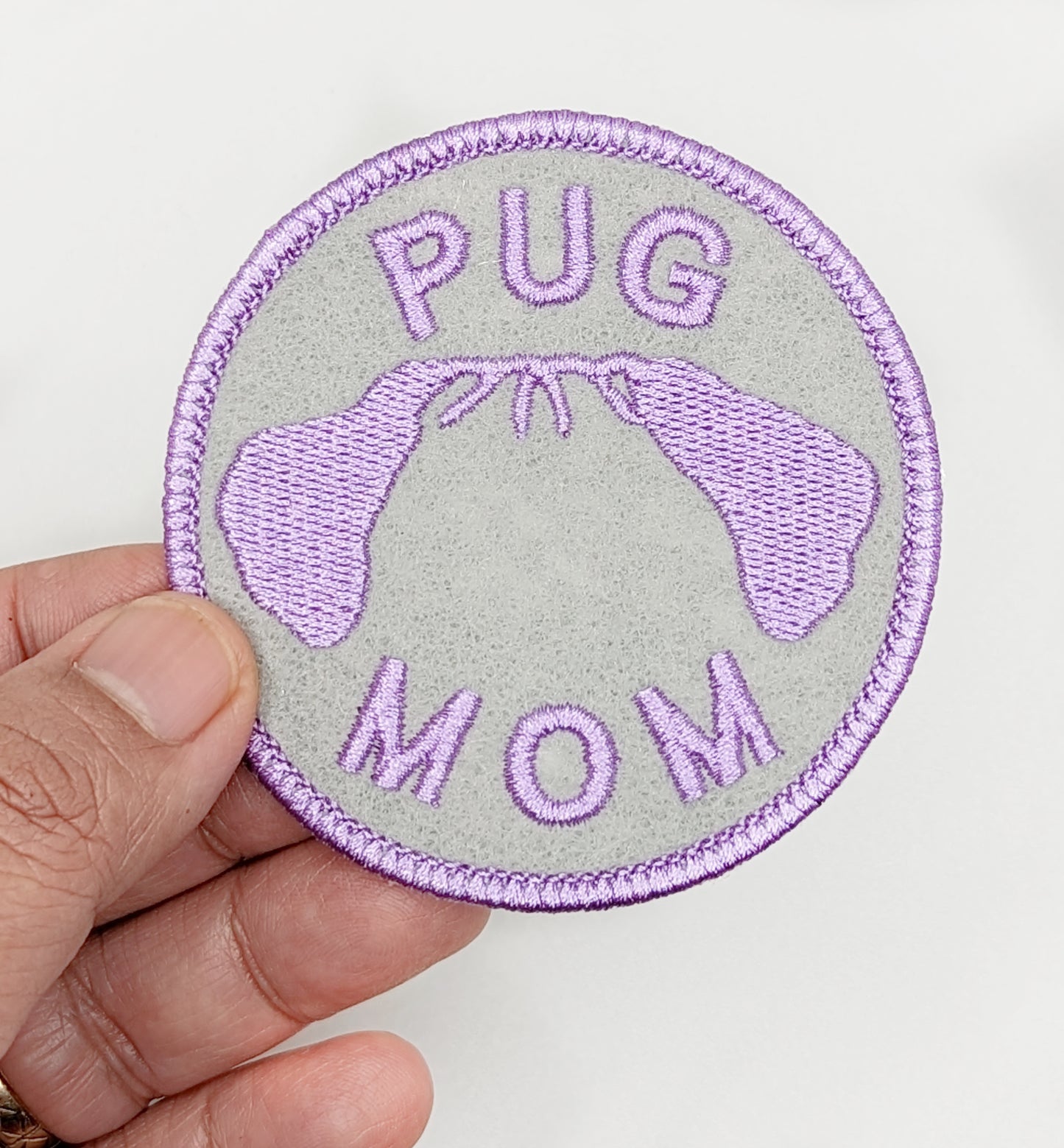 Pug Mom Patch. Pug Dad Patch - Custom Iron On Or Hook And Loop Backing