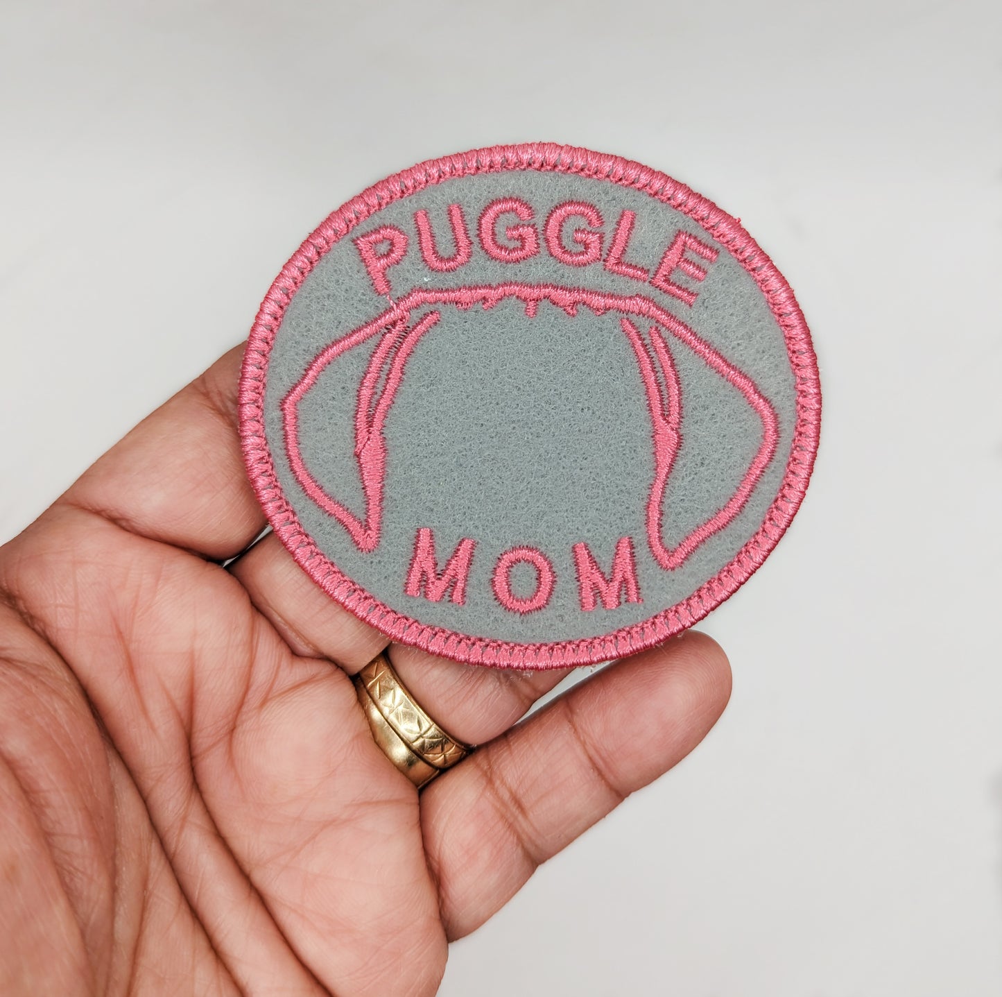 Puggle Mom Patch - Custom Iron On Or Hook And Loop Backing