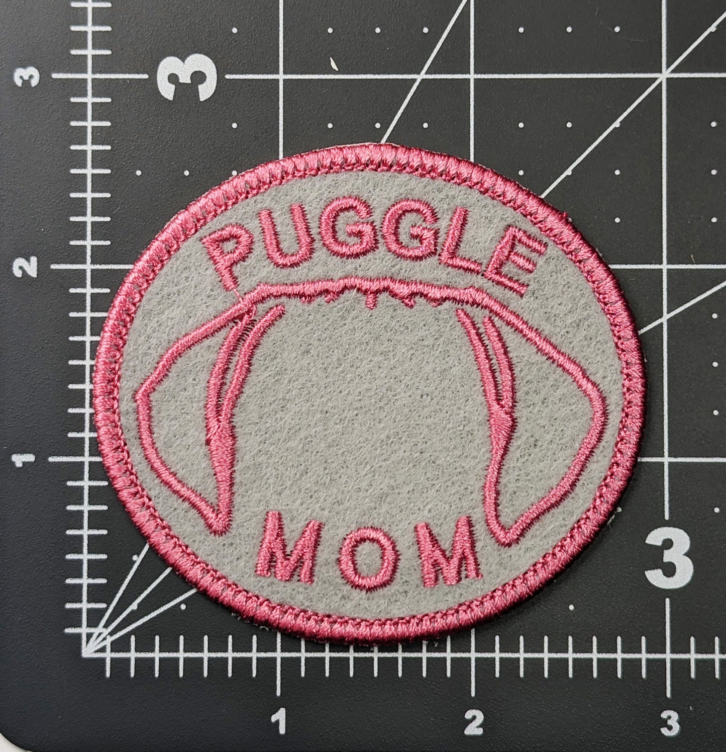 Puggle Mom Patch - Custom Iron On Or Hook And Loop Backing