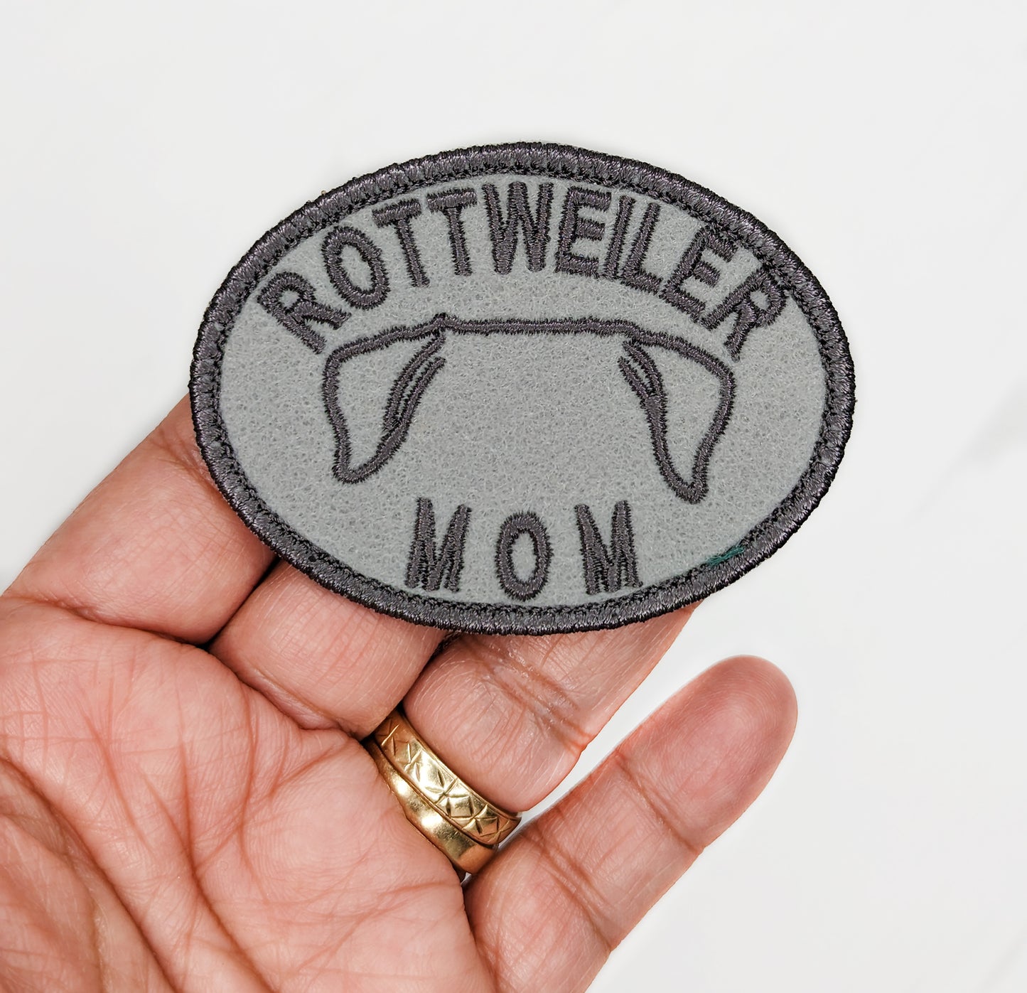 Rottweiler Mom Patch - Custom Iron On Or Hook And Loop Backing