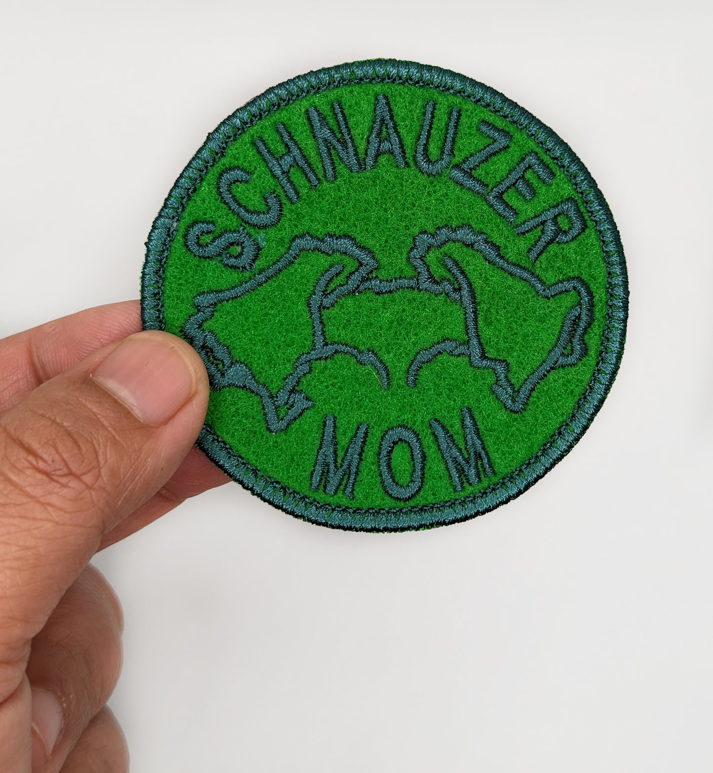 Schnauzer Mom Patch - Custom Iron On Or Hook And Loop Backing