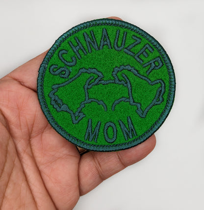 Schnauzer Mom Patch - Custom Iron On Or Hook And Loop Backing