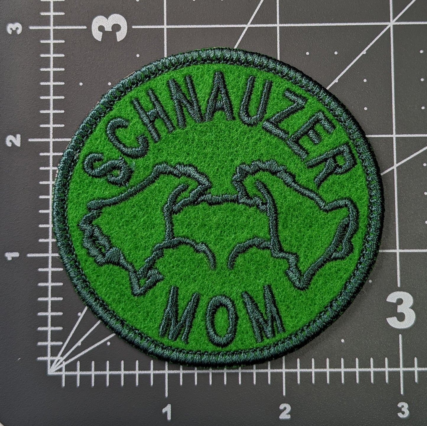 Schnauzer Mom Patch - Custom Iron On Or Hook And Loop Backing