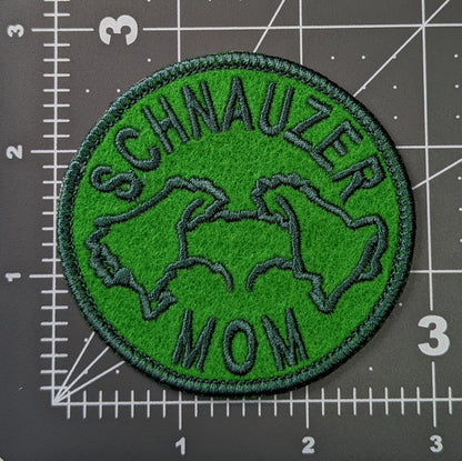 Schnauzer Mom Patch - Custom Iron On Or Hook And Loop Backing