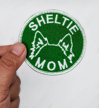 Sheltie Mom Patch - Custom Iron On Or Hook And Loop Backing