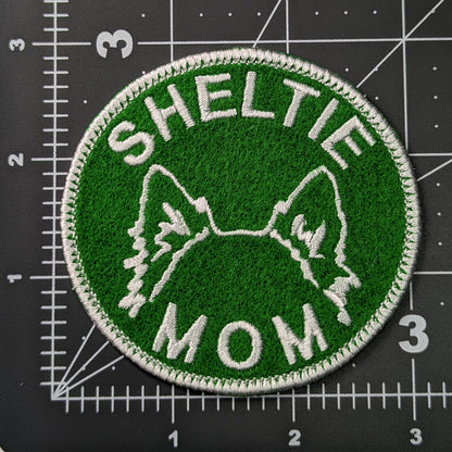 Sheltie Mom Patch - Custom Iron On Or Hook And Loop Backing