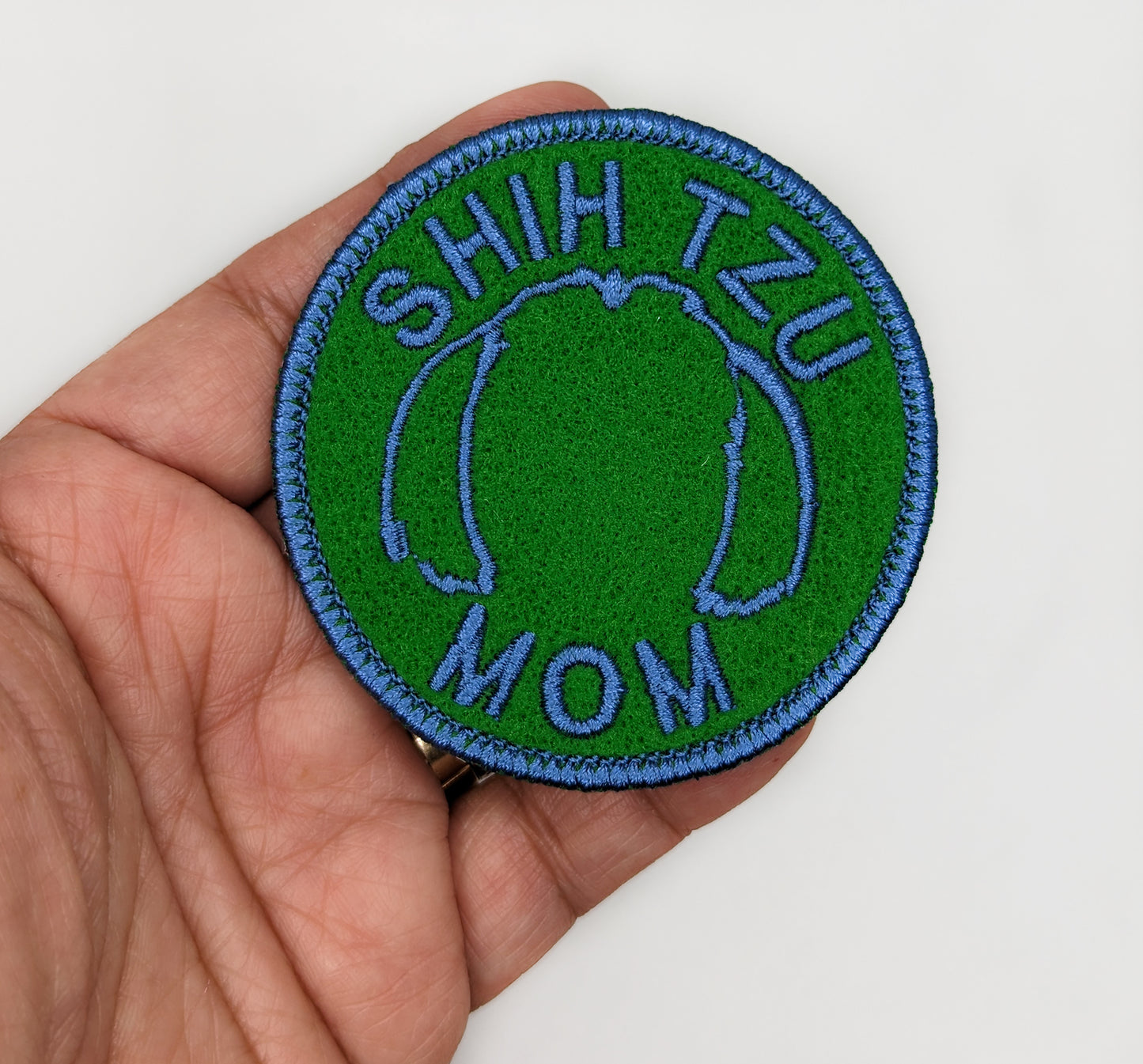 Shih Tzu Mom Patch - Custom Iron On Or Hook And Loop Backing