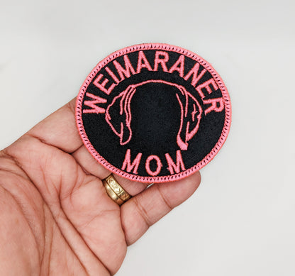 Weimaraner Mom Patch - Custom Iron On Or Hook And Loop Backing