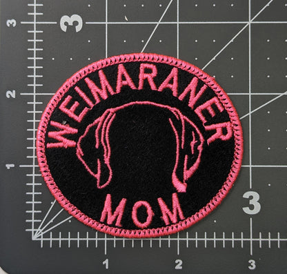 Weimaraner Mom Patch - Custom Iron On Or Hook And Loop Backing